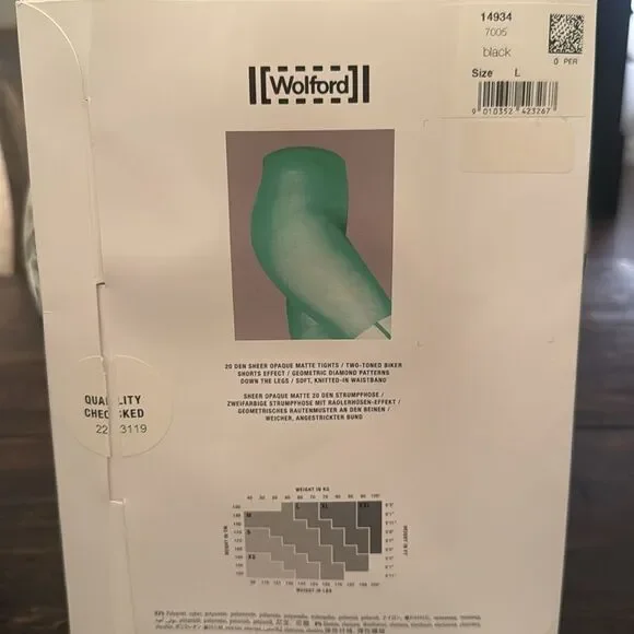 NWT WOLFORD biker tights black Large - Picture 6 of 9